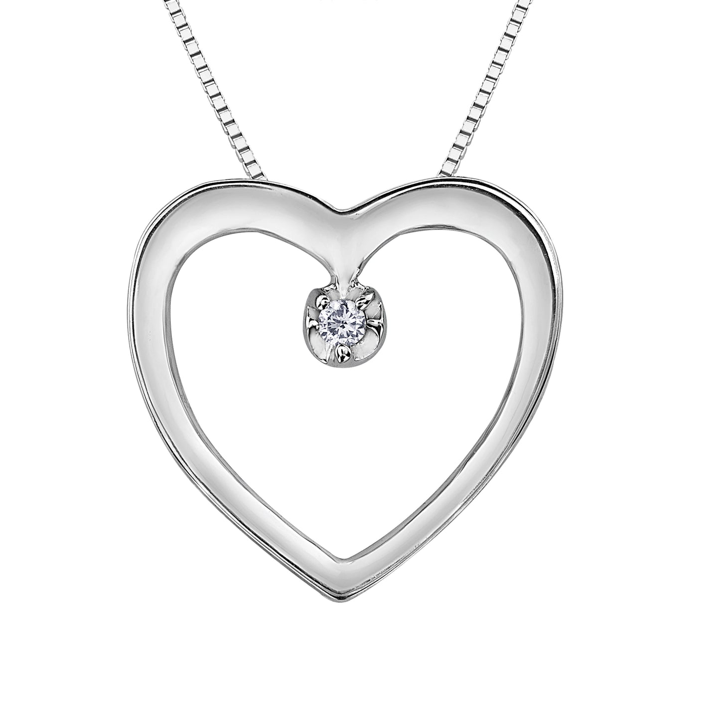 Timeless Diamond Heart Shape Pendant In 10K White Gold (0.01 ct wt)