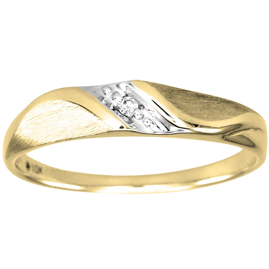 His Slanted Diamond Wedding Band in 10K Yellow Gold (0.01ct tw)