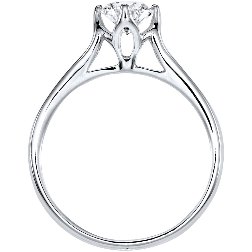 Lumina Ideal Cut Diamond Magnolia Solitaire Diamond Engagement Ring in 18K White Gold (0.60ct tw)