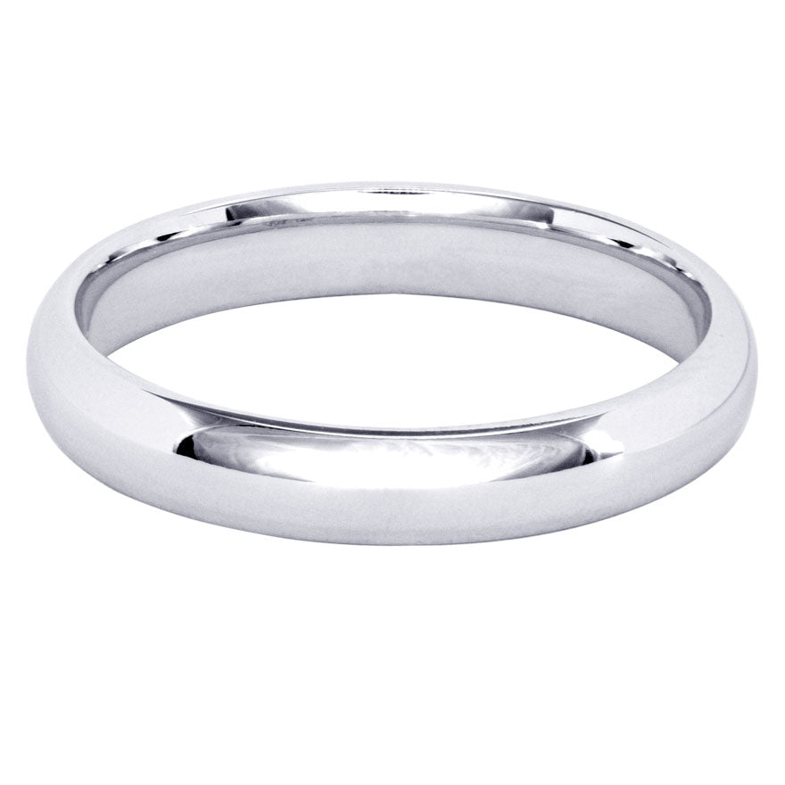 Low Dome Comfort Fit Wedding Band in 14K White Gold (3MM)