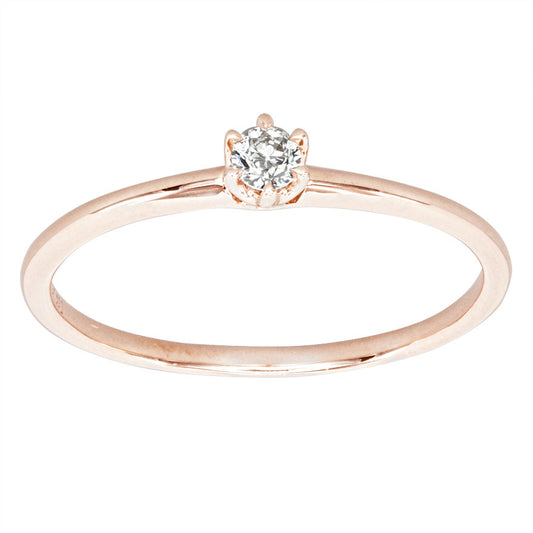 Petite Solitaire Diamond Ring in 10K Rose Gold (0.07ct tw)