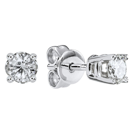 Solitaire Diamond Stud Earrings in 14K White Gold (0.25 ct tw)