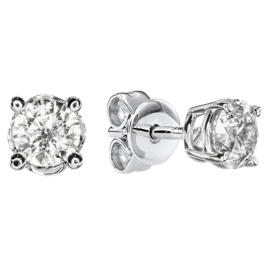 Solitaire Diamond Stud Earrings in 14K White Gold (0.50 ct tw)