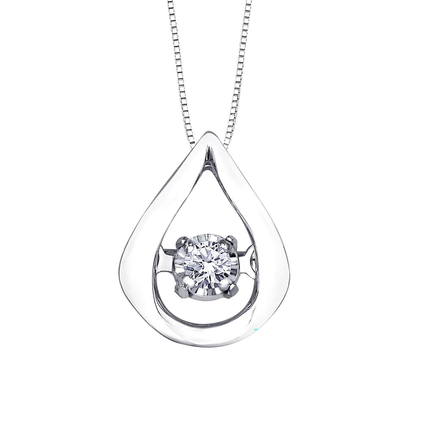 Teardrop Dancing Diamond Pendant in 10K White Gold (0.02ct tw)
