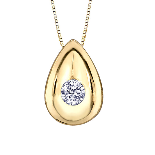 Tear Drop Diamond Pendant in 10K Yellow Gold (0.03ct tw)